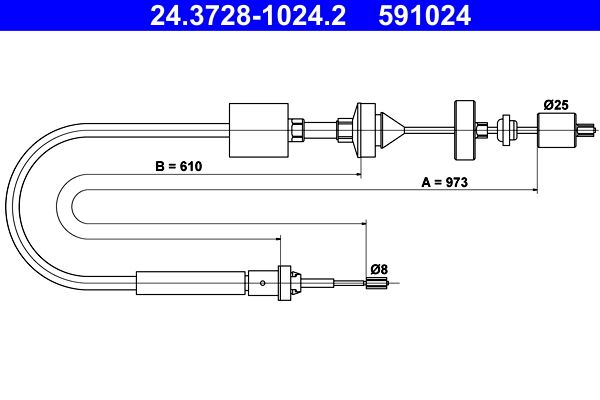ATE 24.3728-1024.2 Cable Pull, clutch control
