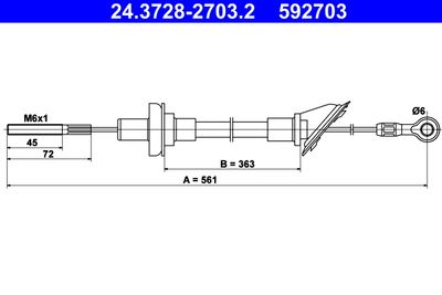 Cable Pull, clutch control ATE 24.3728-2703.2
