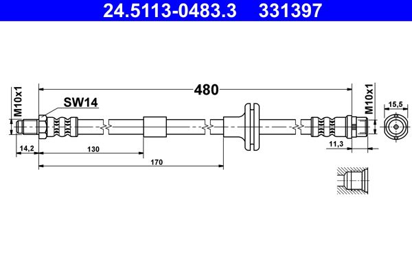 ATE 24.5113-0483.3 Brake Hose