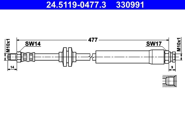 ATE 24.5119-0477.3 Brake Hose