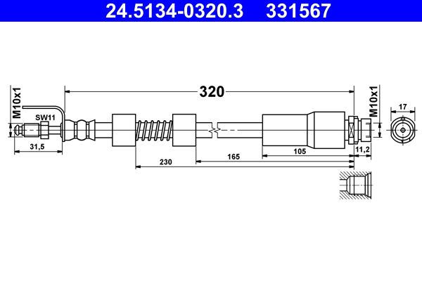 ATE 24.5134-0320.3 Brake Hose