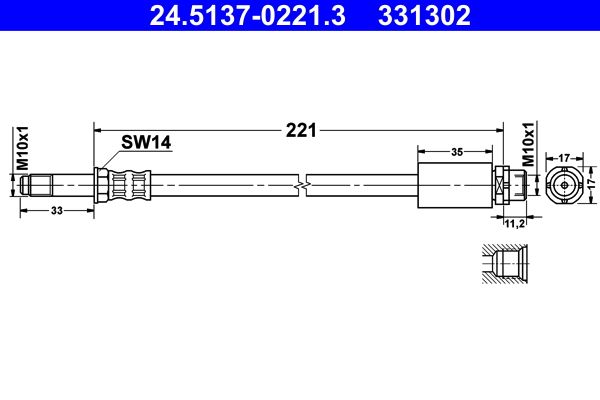 ATE 24.5137-0221.3 Brake Hose