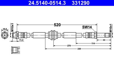 Brake Hose ATE 24.5140-0514.3