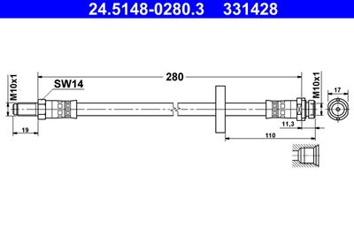 Brake Hose ATE 24.5148-0280.3