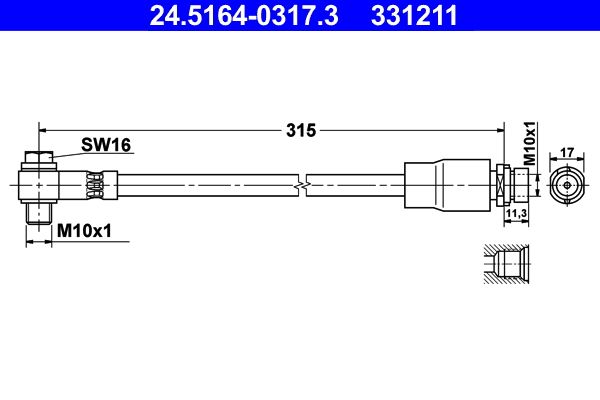 ATE 24.5164-0317.3 Brake Hose
