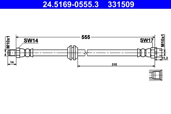 ATE 24.5169-0555.3 Brake Hose