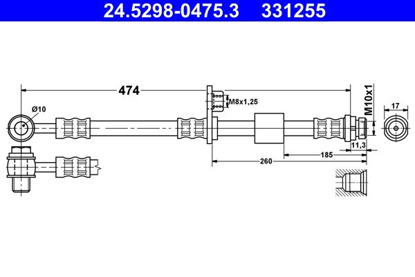 ATE 24.5298-0475.3 Brake Hose