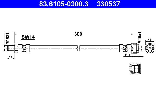 ATE 83.6105-0300.3 Brake Hose