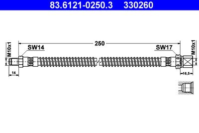 Brake Hose ATE 83.6121-0250.3