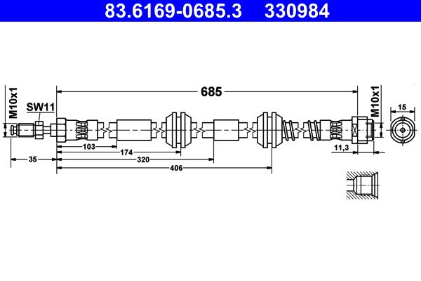 ATE 83.6169-0685.3 Brake Hose