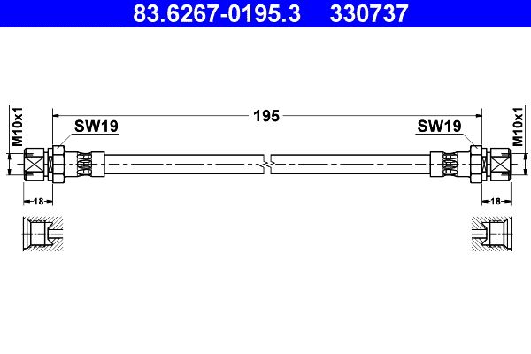 ATE 83.6267-0195.3 Brake Hose
