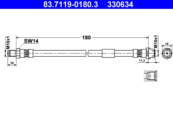 ATE 83.7119-0180.3 Brake Hose