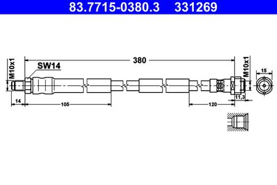 Brake Hose ATE 83.7715-0380.3