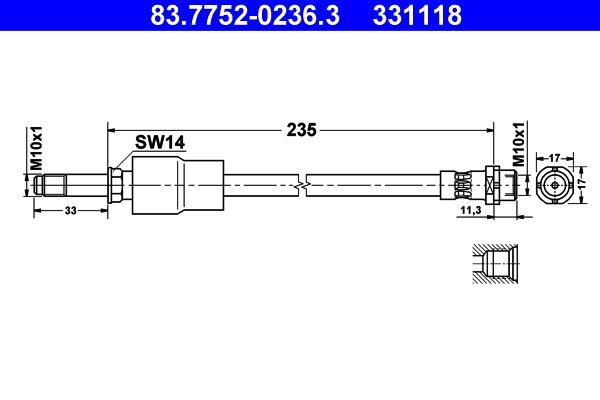 ATE 83.7752-0236.3 Brake Hose