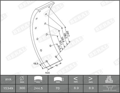 Brake Lining Kit, drum brake BERAL KBL15349.0-1549