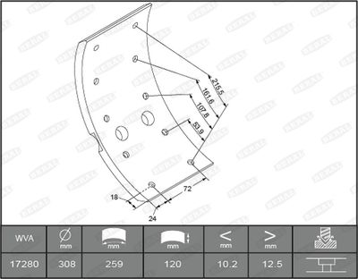 Brake Lining Kit, drum brake BERAL KBL17280.3-1561