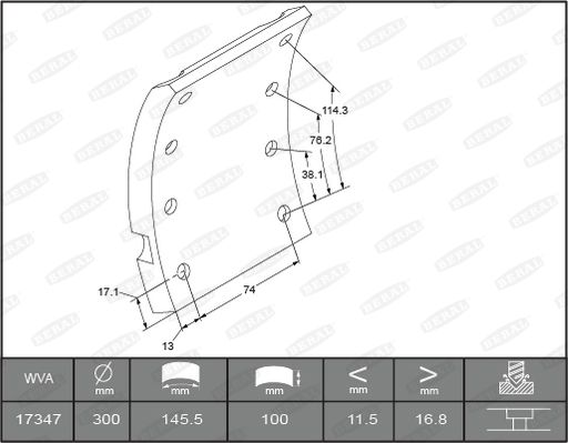 BERAL KBL17347.0-1561 Brake Lining Kit, drum brake