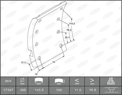 Brake Lining Kit, drum brake BERAL KBL17347.0-1561