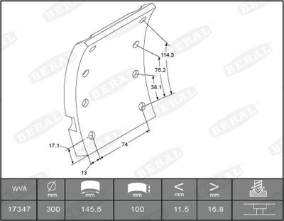 Brake Lining Kit, drum brake BERAL KBL17347.2-1561