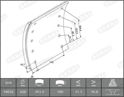 Brake Lining Kit, drum brake BERAL KBL19032.2-1560