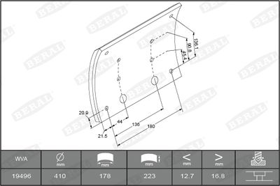 Brake Lining Kit, drum brake BERAL KBL19496.9-1575