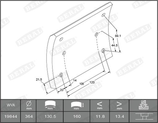 BERAL KBL19506.3-1561 Brake Lining Kit, drum brake