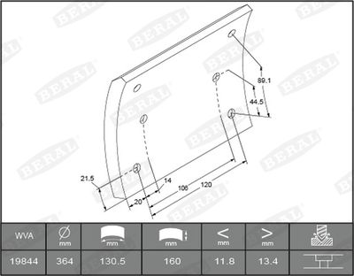 Brake Lining Kit, drum brake BERAL KBL19506.3-1561