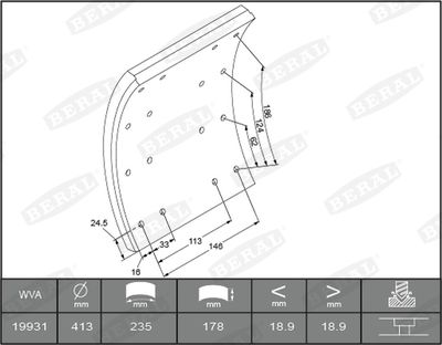 Brake Lining Kit, drum brake BERAL KBL19931.1-1637
