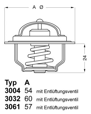 Thermostat, coolant BorgWarner (Wahler) 3032.80