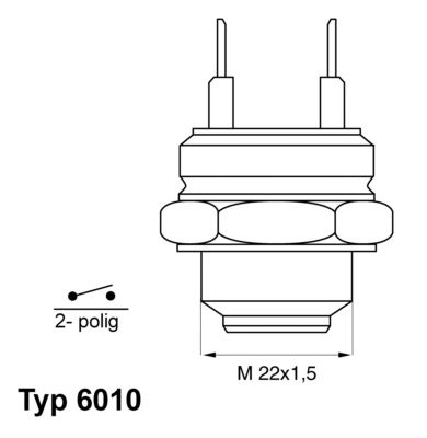 Temperature Switch, radiator fan BorgWarner (Wahler) 6010.85D