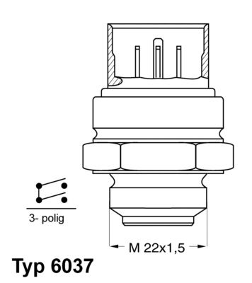 Temperature Switch, radiator fan BorgWarner (Wahler) 6037.81D