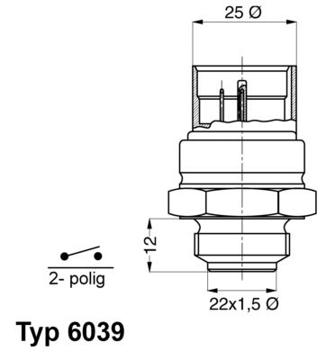 Temperature Switch, radiator fan BorgWarner (Wahler) 6039.95D