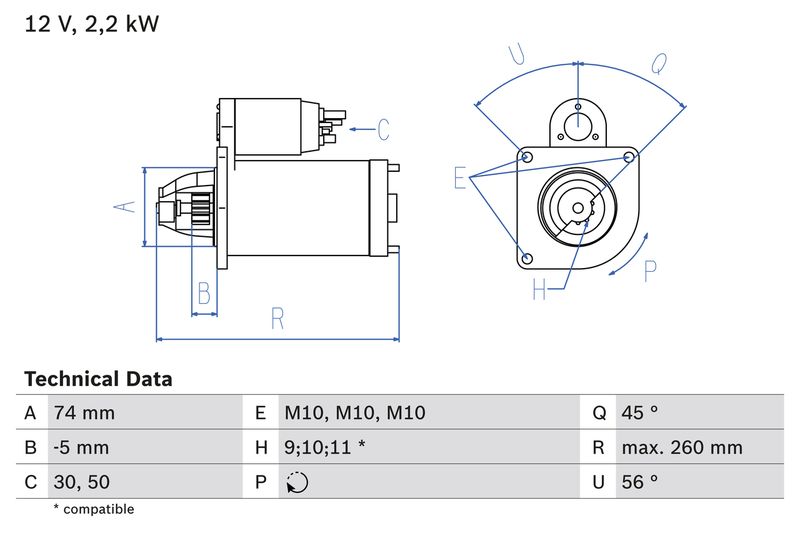 BOSCH 0 986 016 950 Starter