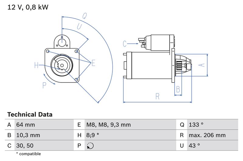 BOSCH 0 986 019 301 Starter