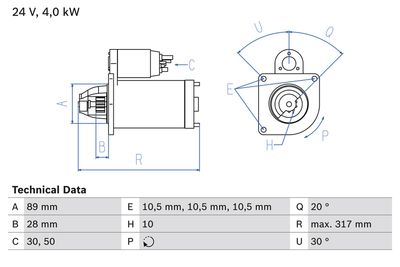 Starter BOSCH 0 986 020 070