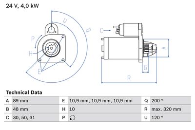Starter BOSCH 0 986 020 170