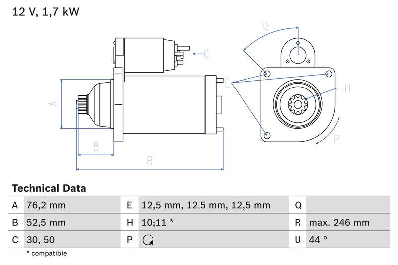 BOSCH 0 986 020 250 Starter