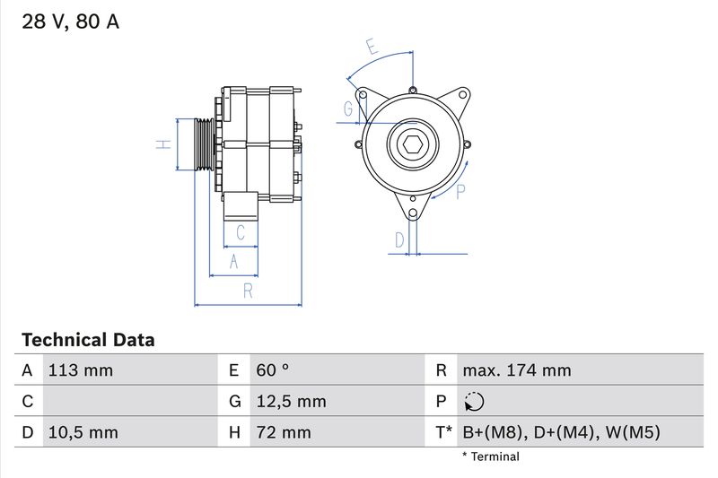 BOSCH 0 986 040 260 Alternator