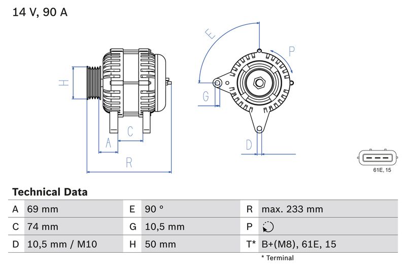 BOSCH 0 986 040 390 Alternator