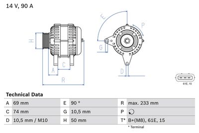 Alternator BOSCH 0 986 040 390