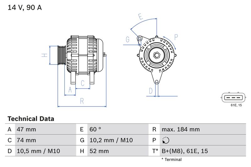 BOSCH 0 986 041 190 Alternator