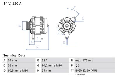 Alternator BOSCH 0 986 046 140
