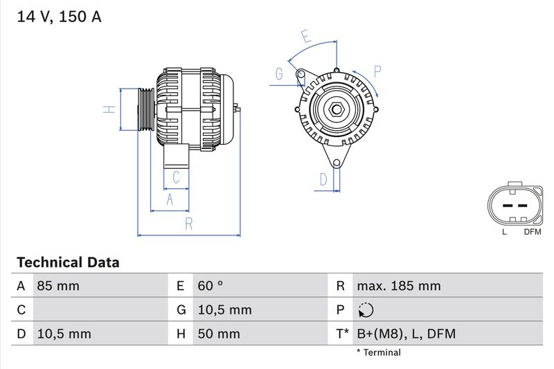 BOSCH 0 986 047 550 Alternator