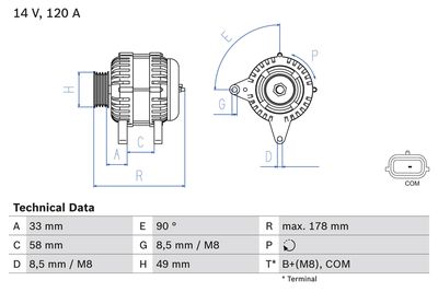 Alternator BOSCH 0 986 084 100