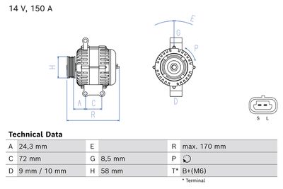 Alternator BOSCH 0 986 085 110