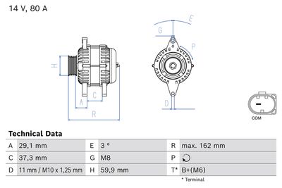 Alternator BOSCH 0 986 085 250