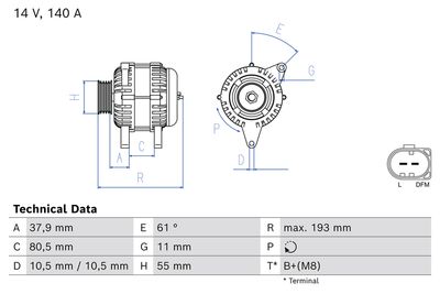 Alternator BOSCH 0 986 086 050