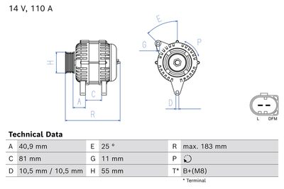 Alternator BOSCH 0 986 086 070