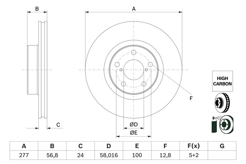 BOSCH 0 986 479 E69 Brake Disc