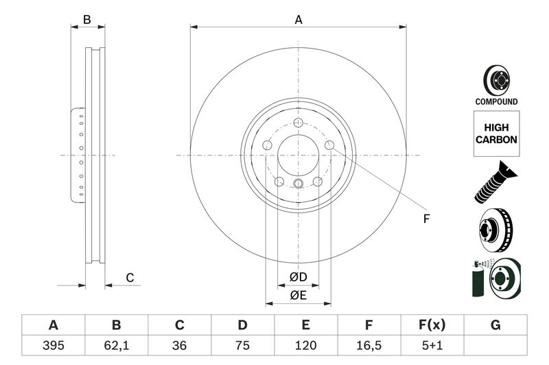 BOSCH 0 986 479 E84 Brake Disc